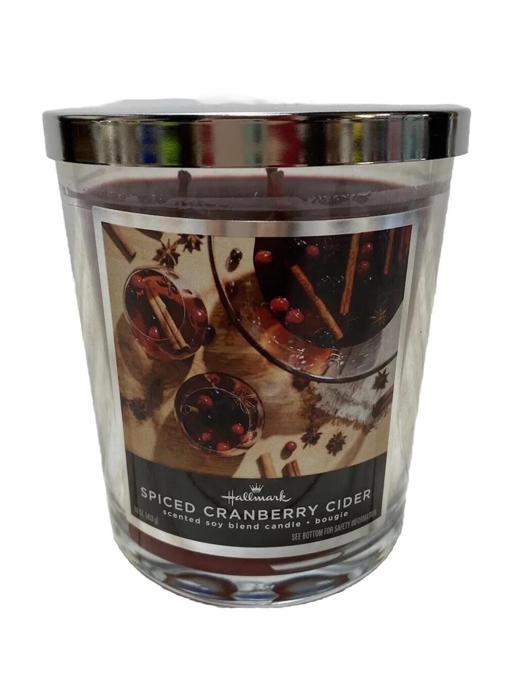 Christmas Hallmark Spiced Cranberry Cider 3 Led-Free Wick 16 OZ Candle New